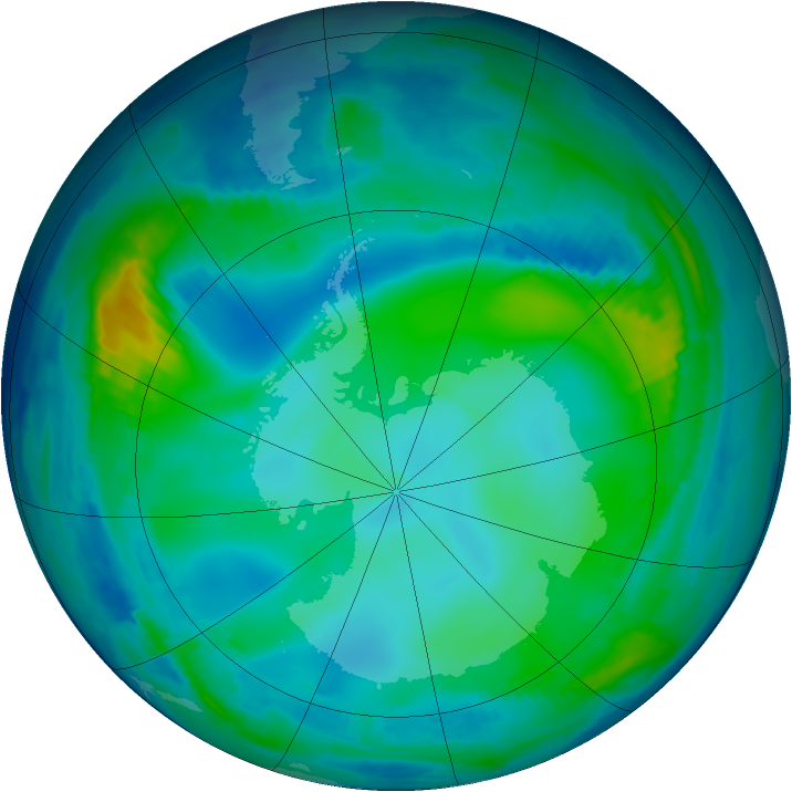 Antarctic ozone map for 31 May 1997